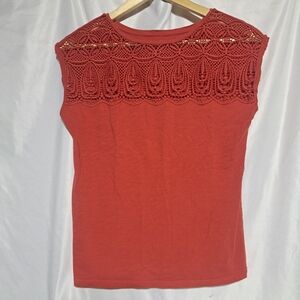 Ann Taylor Loft Vintage Soft Womens‎ XS Rust Lace Sleeveless Top